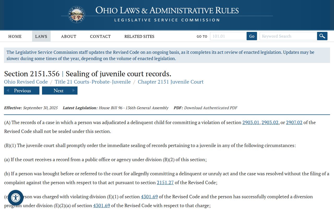 Highland County civil docket access and Ohio juvenile-record sealing law