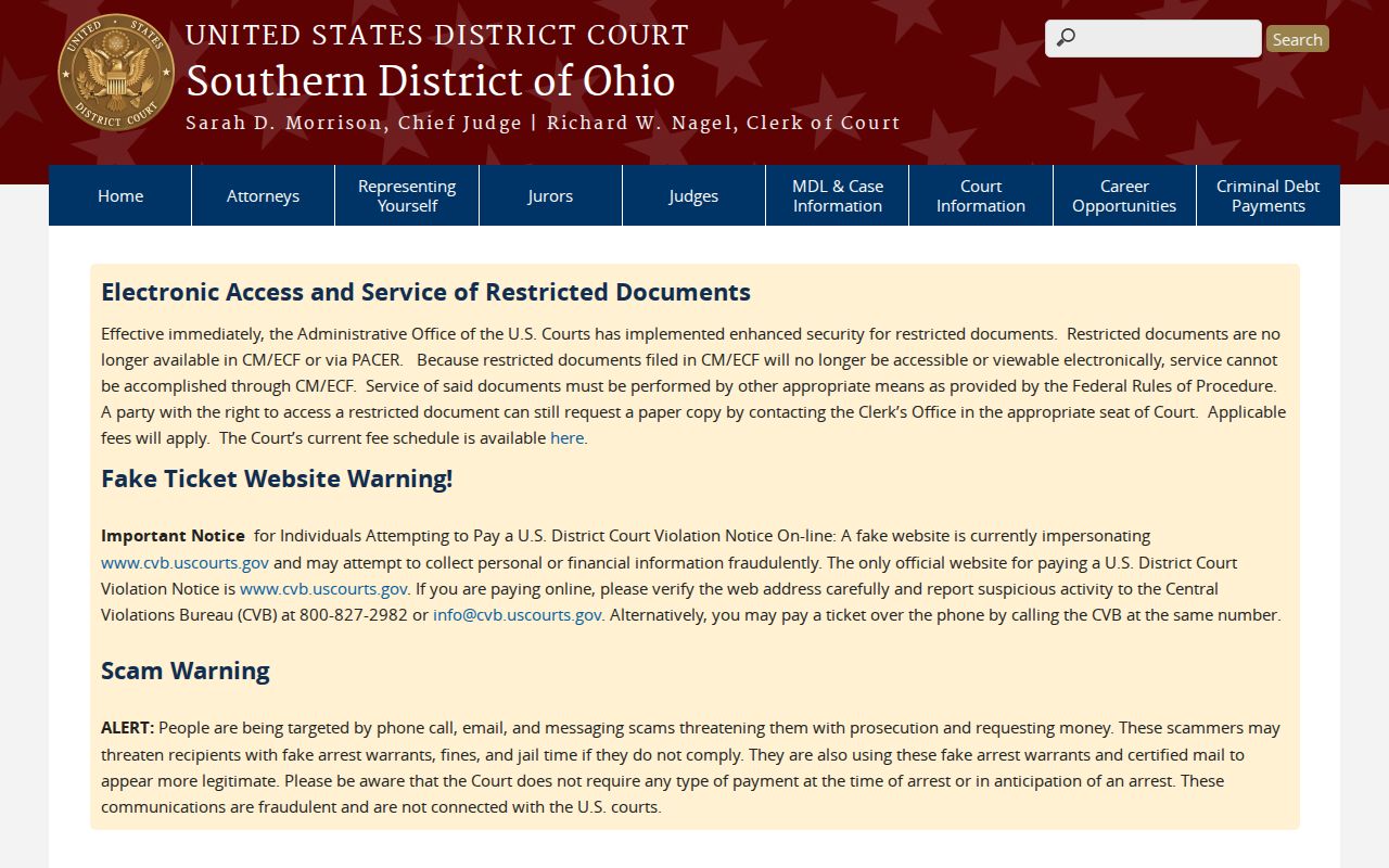 Highland County court records distinction shown by Southern District of Ohio