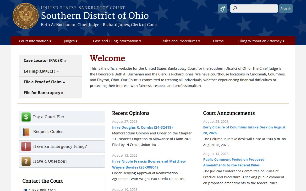 Highland County court records distinction shown by Southern District bankruptcy court