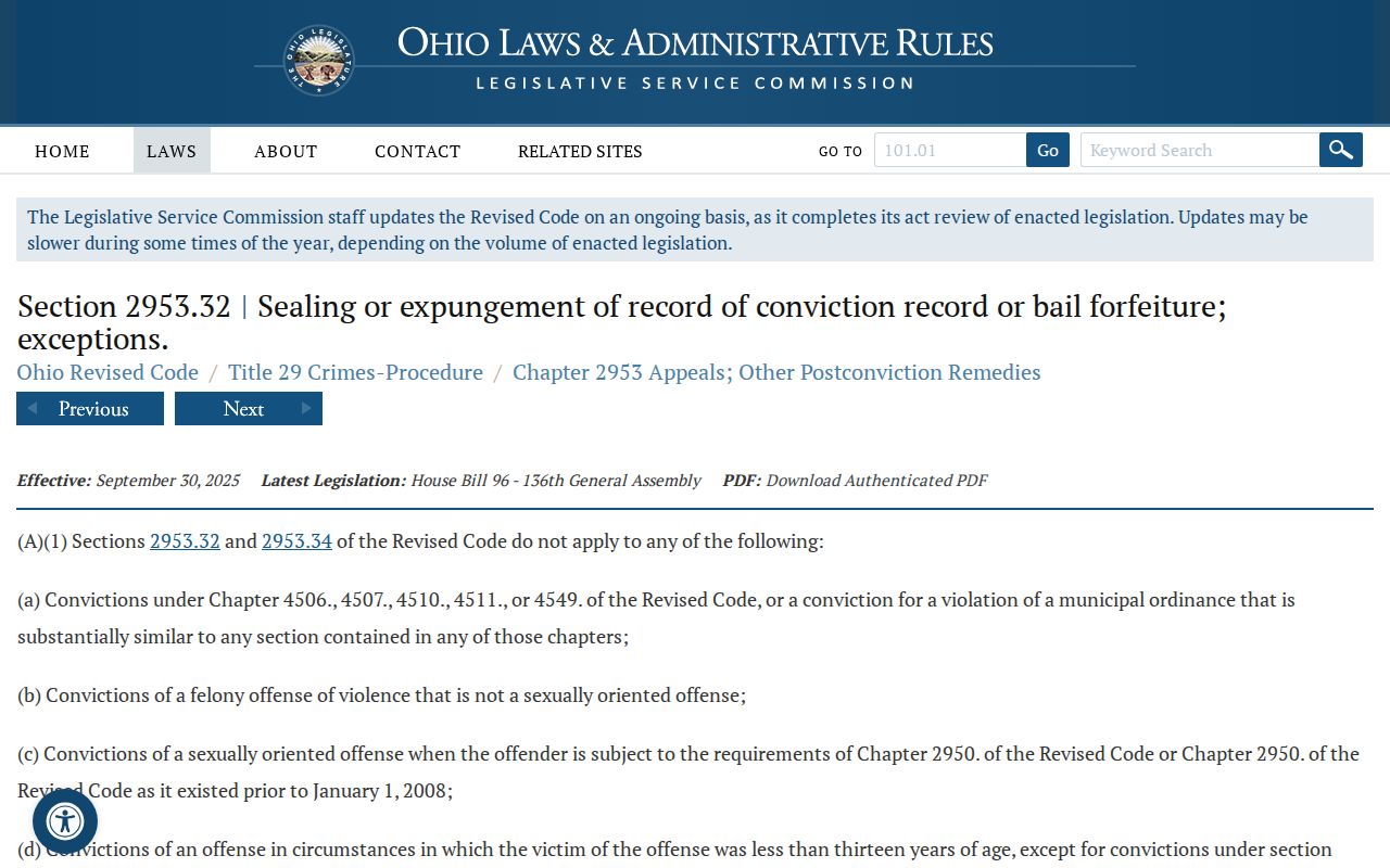 Highland County criminal docket access and Ohio sealing statute