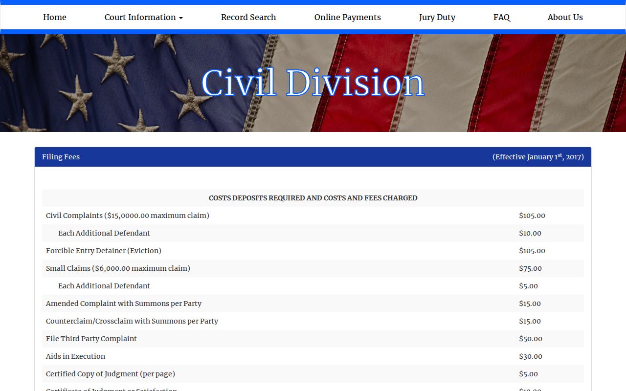 Greenfield court docket County Court civil fees