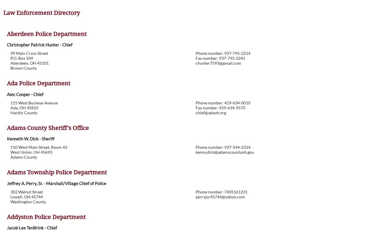 Leesburg court docket Ohio law enforcement directory