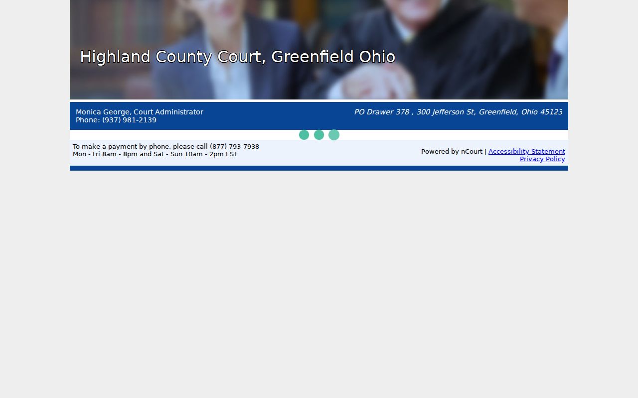 Highland County traffic court records Greenfield nCourt payment route